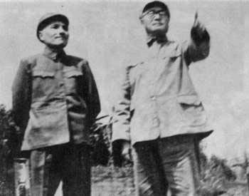 During the 1949 Yangtze River Crossing Campaign, Deng (left) and Liu Bocheng personally deployed battle operations on the front line.